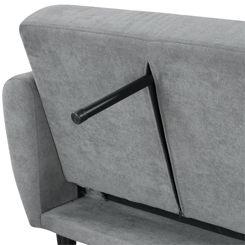 Furniture of America Kittle Fabric Padded Futon Sofa with USB Ports in Gray