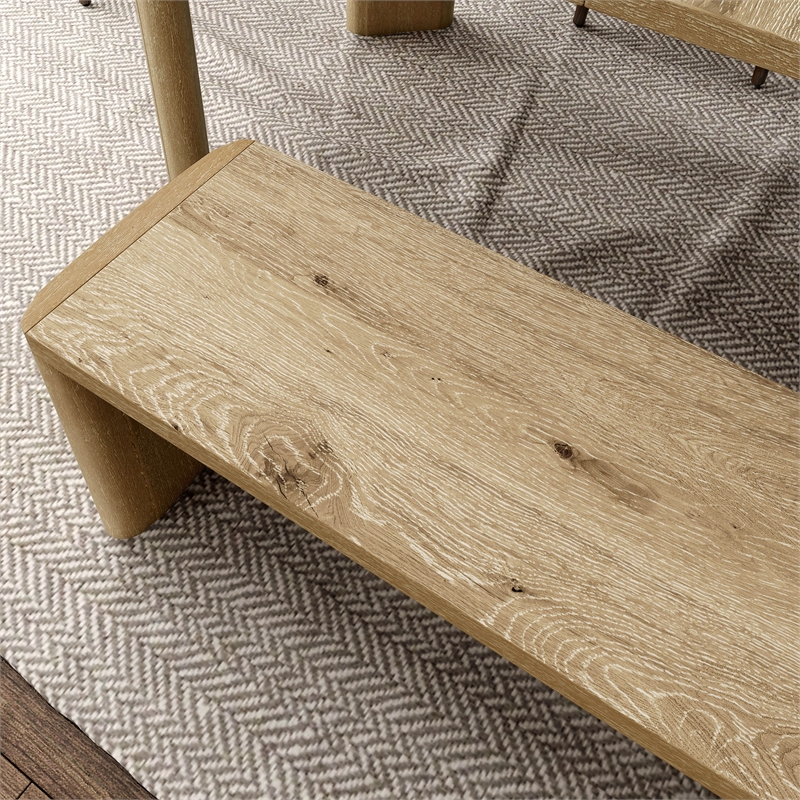 Furniture of America Hallond Solid Wood Backless Dining Bench in Oak