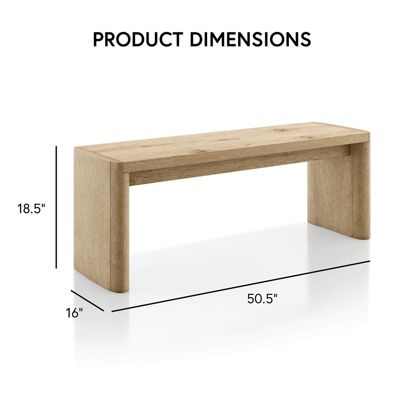 Furniture of America Hallond Solid Wood Backless Dining Bench in Oak