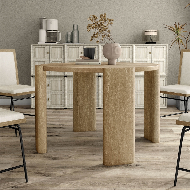 Furniture of America Hallond Solid Wood Round Dining Table in Oak