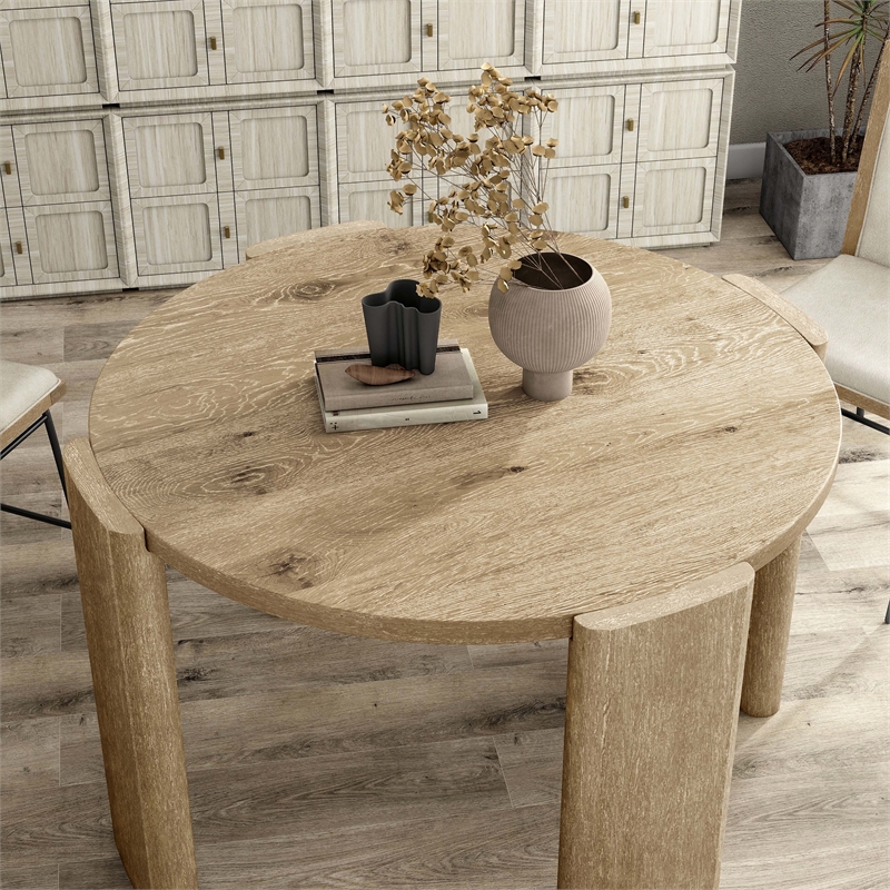 Furniture of America Hallond Solid Wood Round Dining Table in Oak