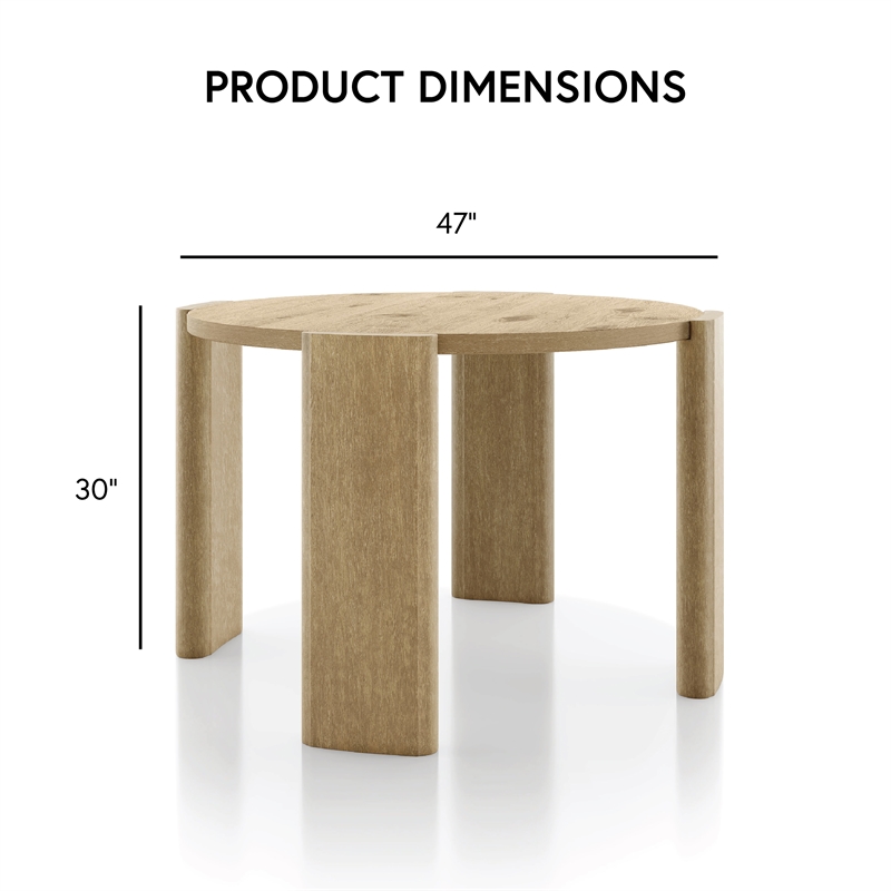 Furniture of America Hallond Solid Wood Round Dining Table in Oak