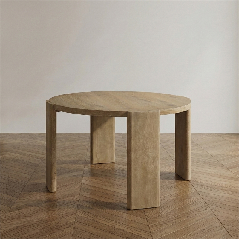 Furniture of America Hallond Solid Wood Round Dining Table in Oak