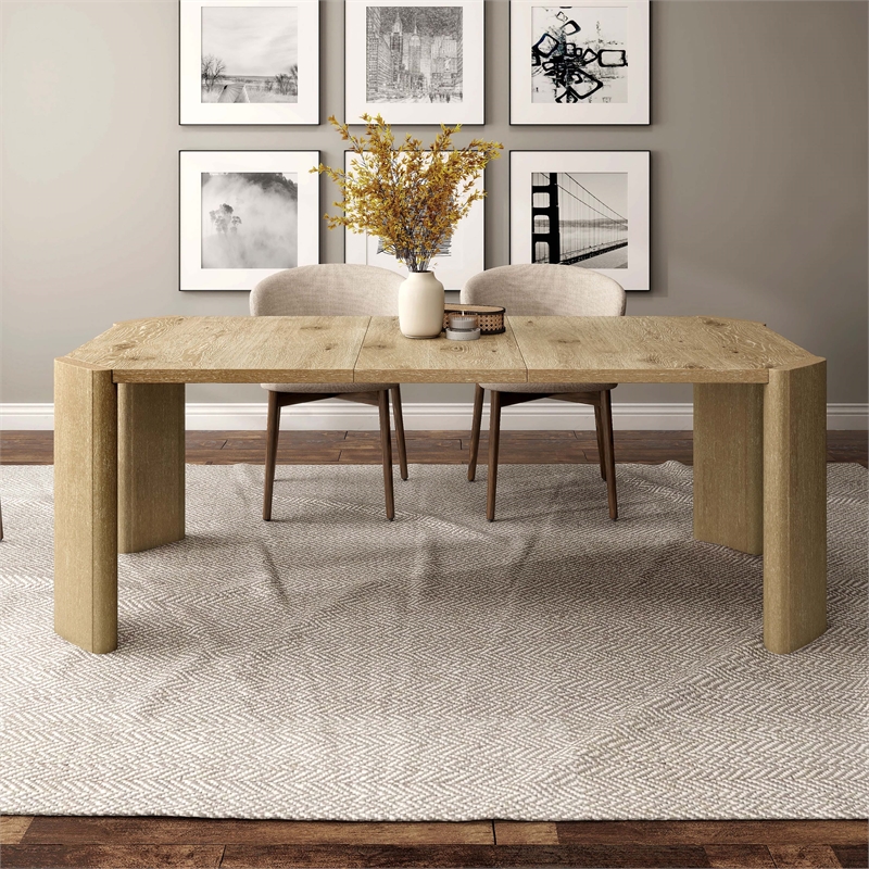 Furniture of America Hallond Solid Wood Expandable Dining Table in Oak