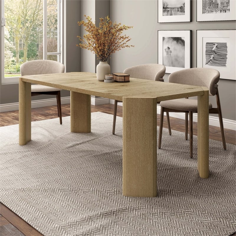 Furniture of America Hallond Solid Wood Expandable Dining Table in Oak