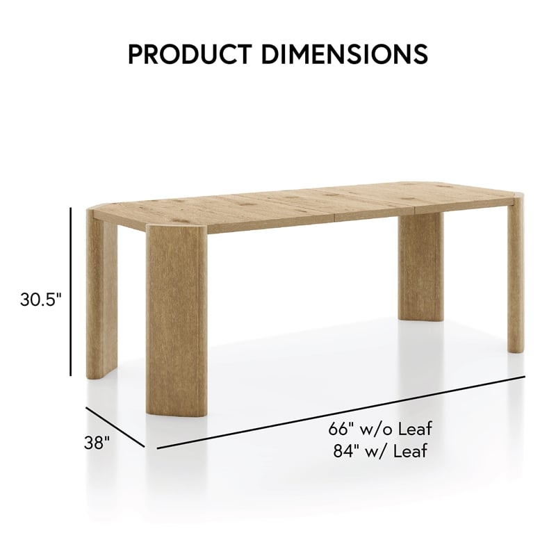 Furniture of America Hallond Solid Wood Expandable Dining Table in Oak