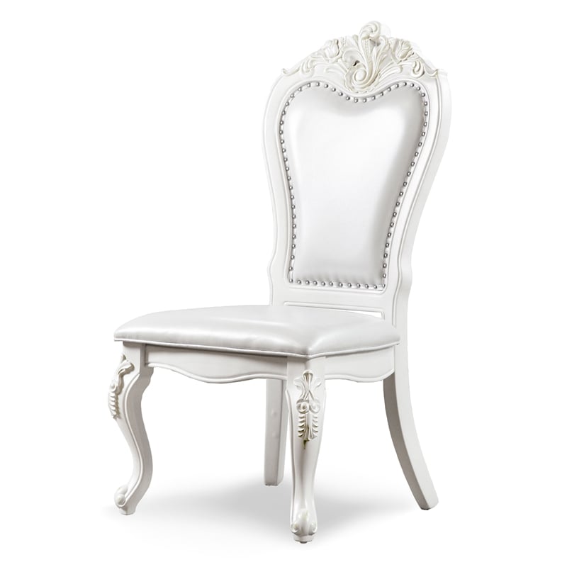 Furniture of America Albernit Faux Leather Side Chairs in White (Set of 2)