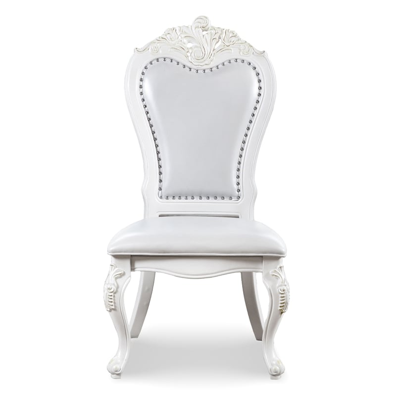 Furniture of America Albernit Faux Leather Side Chairs in White (Set of 2)