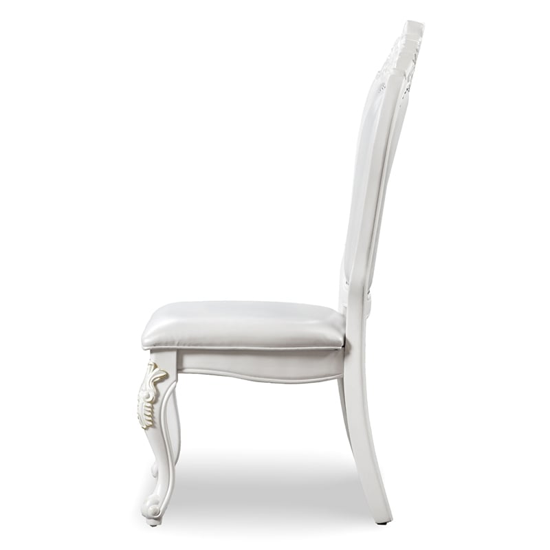 Furniture of America Albernit Faux Leather Side Chairs in White (Set of 2)