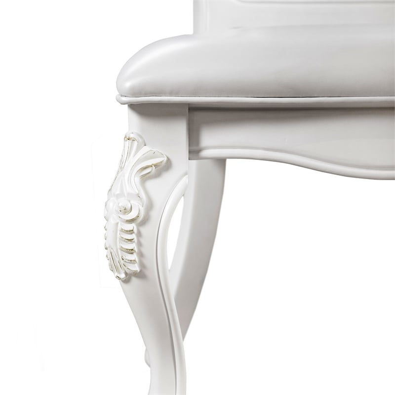 Furniture of America Albernit Faux Leather Side Chairs in White (Set of 2)