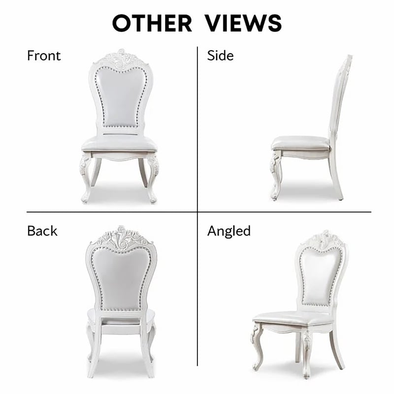 Furniture of America Albernit Faux Leather Side Chairs in White (Set of 2)