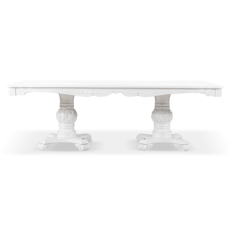 Furniture of America Albernit Solid Wood Expandable Dining Table in White