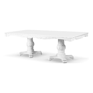Furniture of America Albernit Solid Wood Expandable Dining Table in White