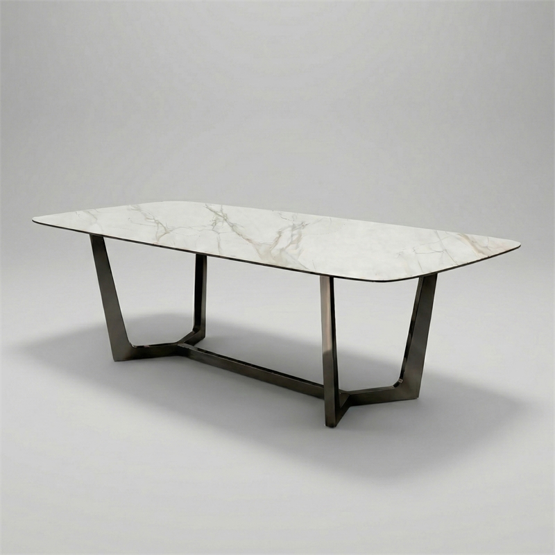 Furniture of America Agorthin Ceramic Top Dining Table in Silver
