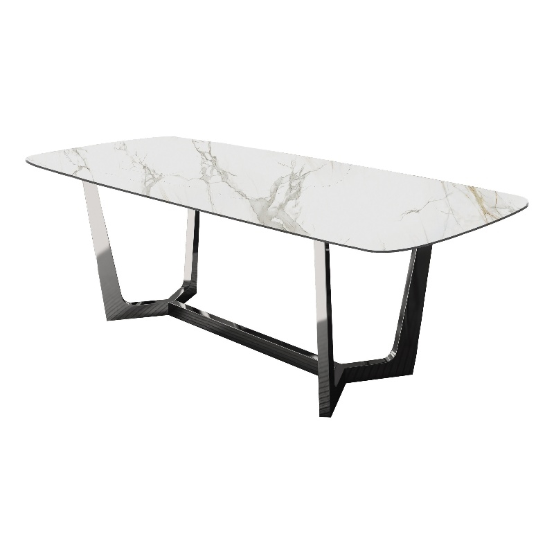 Furniture of America Agorthin Ceramic Top Dining Table in Silver