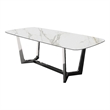 Furniture of America Agorthin Ceramic Top Dining Table in Silver
