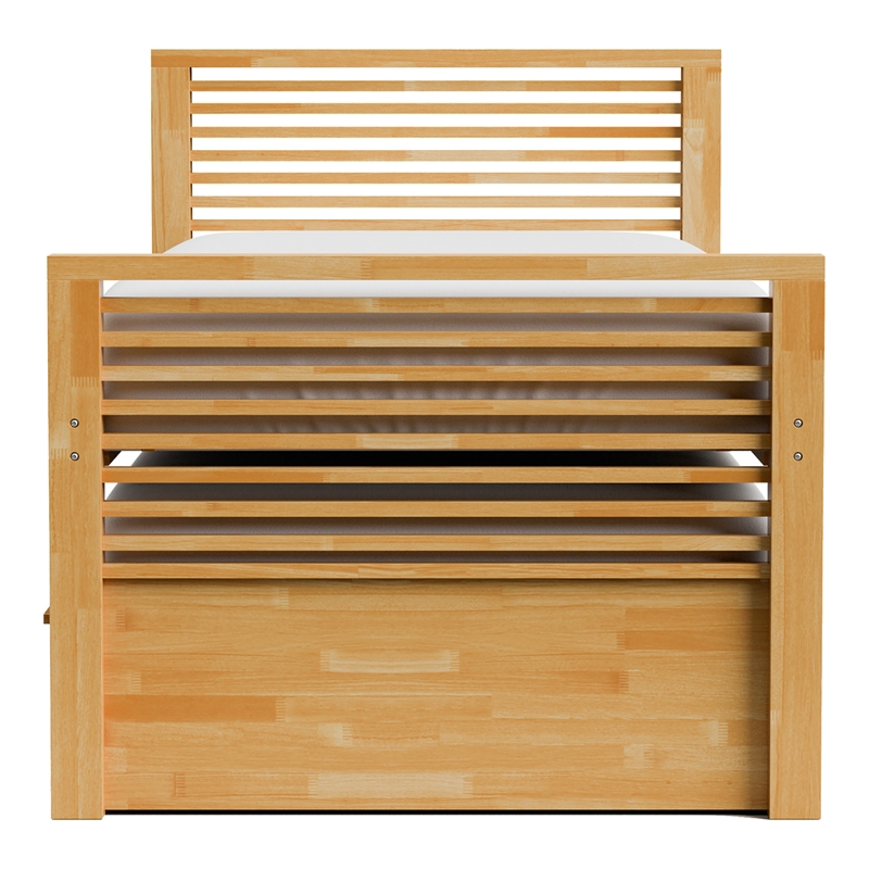 Furniture of America Sabatin Solid Wood Twin Captain Bed with USBs in Light Oak