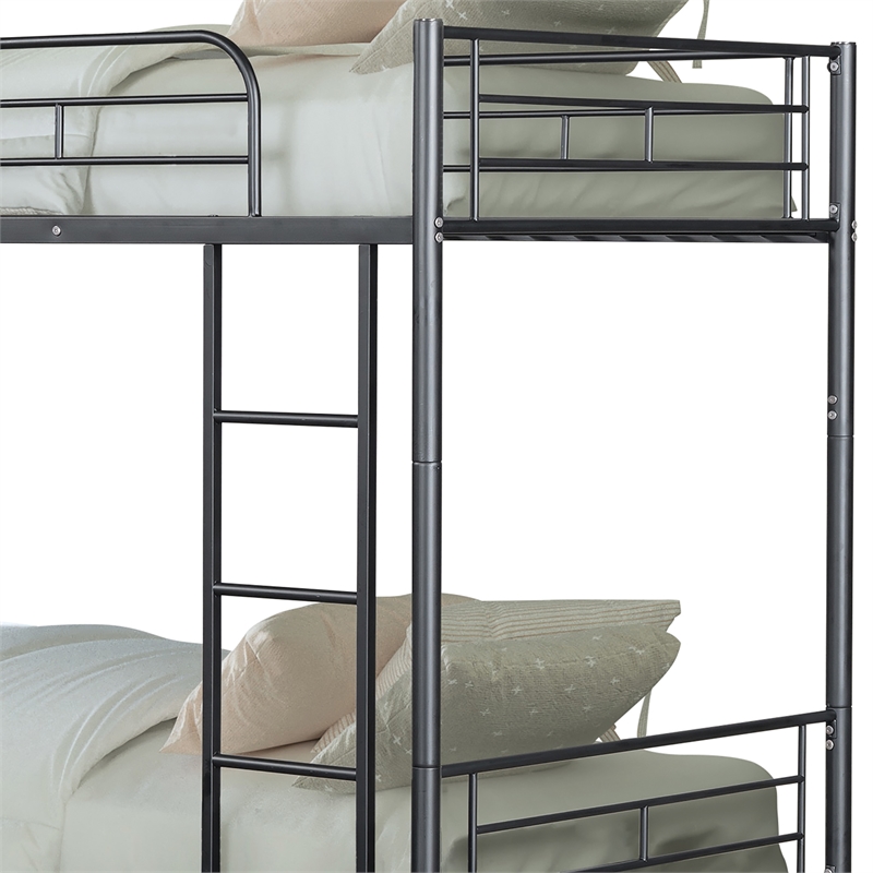 Furniture of America Cinto Metal Twin over Twin Bunk Bed in Black