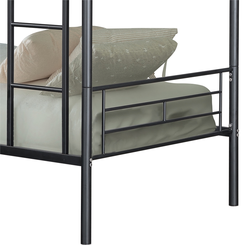 Furniture of America Cinto Metal Twin over Twin Bunk Bed in Black