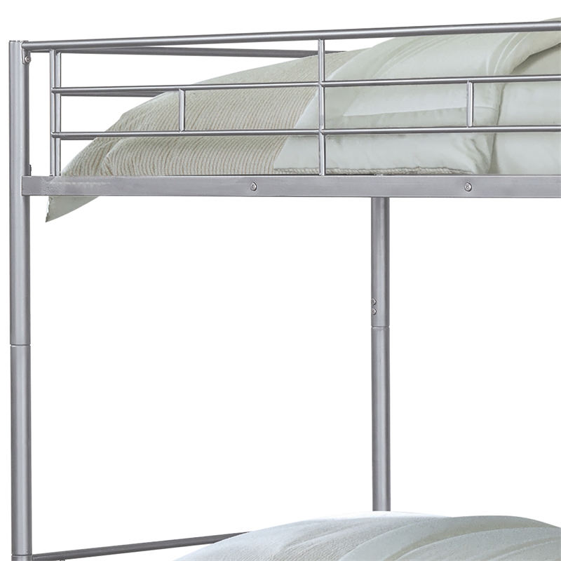 Furniture of America Cinto Metal Twin over Twin Bunk Bed in Silver