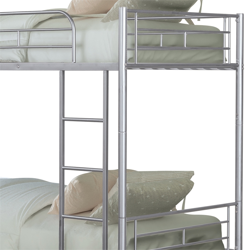 Furniture of America Cinto Metal Twin over Twin Bunk Bed in Silver
