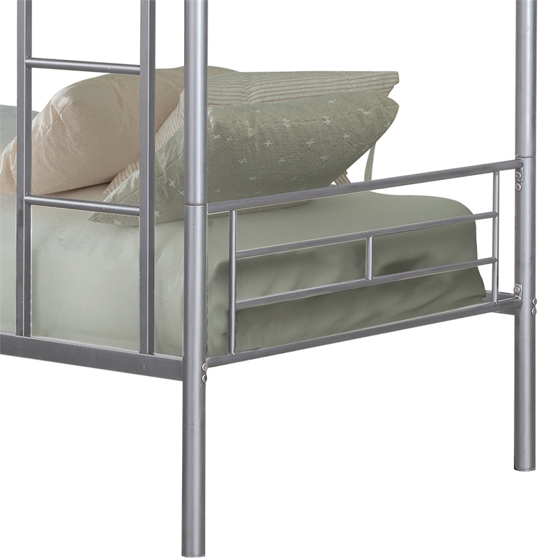 Furniture of America Cinto Metal Twin over Twin Bunk Bed in Silver