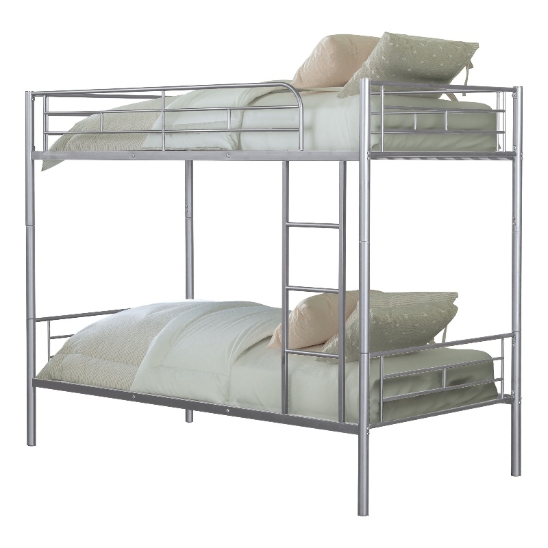 Furniture of America Cinto Metal Twin over Twin Bunk Bed in Silver