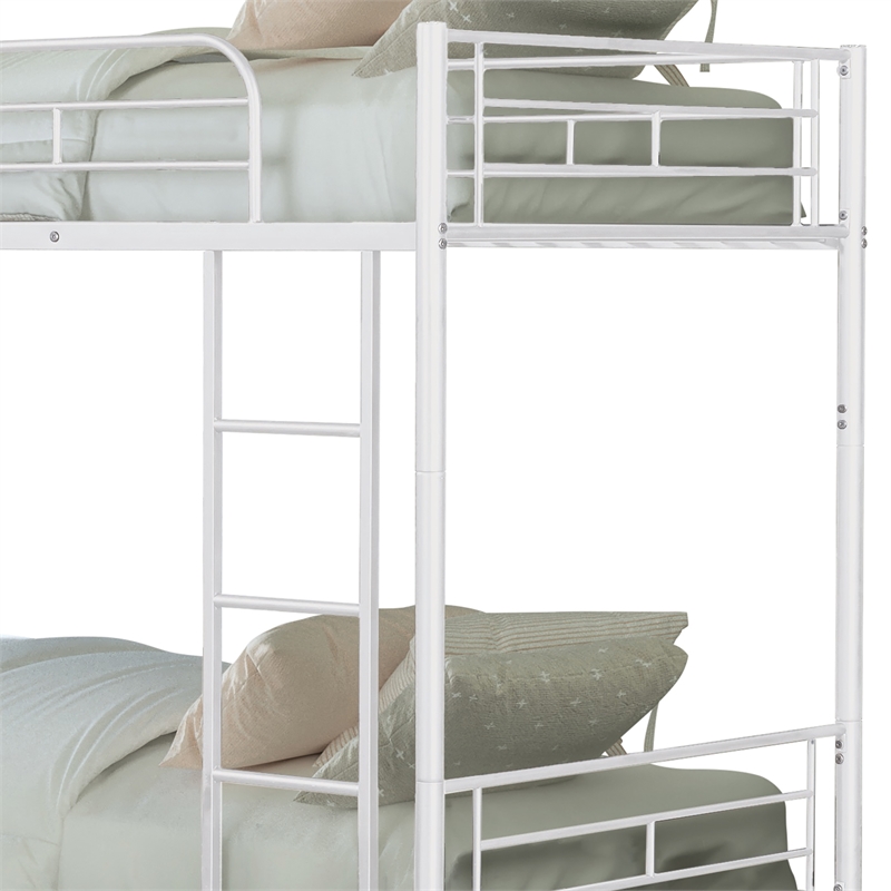 Furniture of America Cinto Metal Twin over Twin Bunk Bed in White