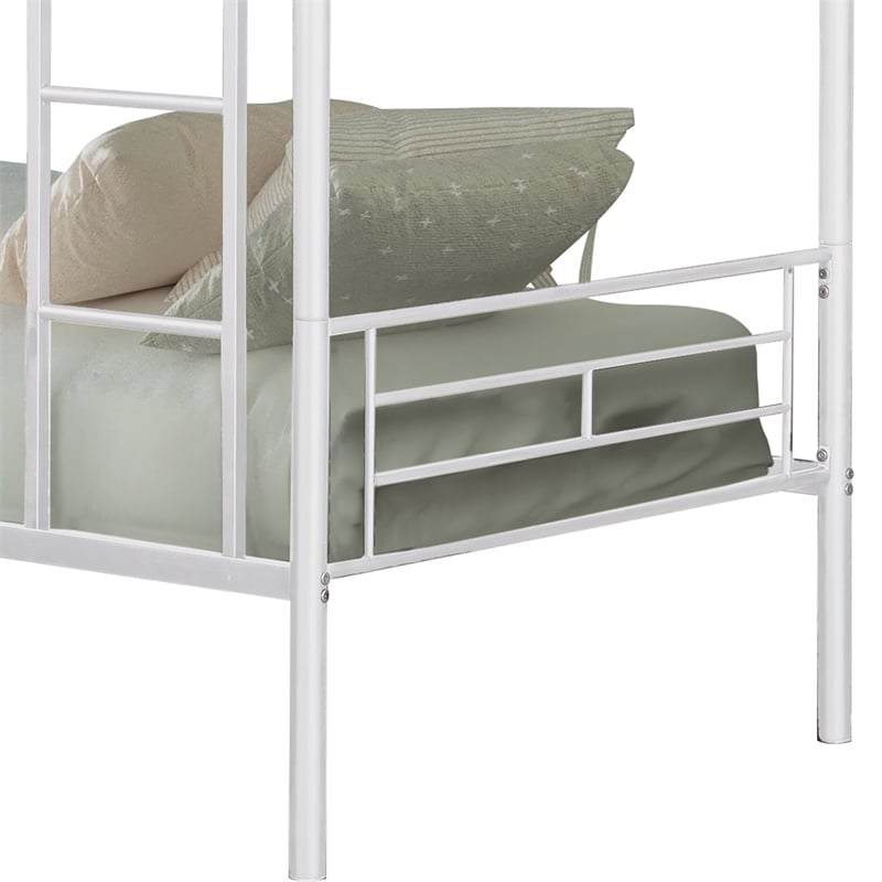 Furniture of America Cinto Metal Twin over Twin Bunk Bed in White