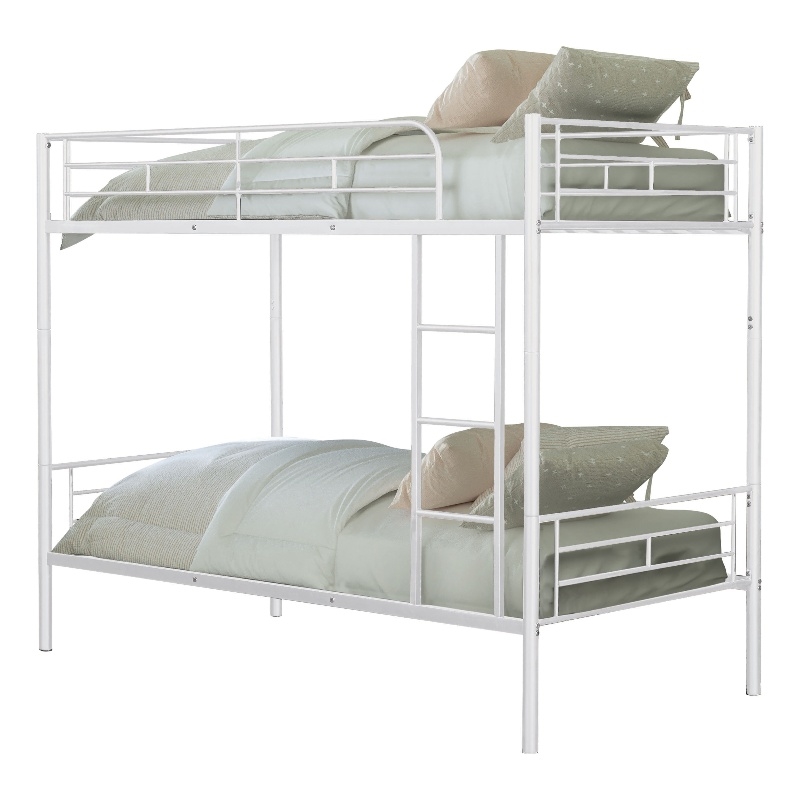 Furniture of America Cinto Metal Twin over Twin Bunk Bed in White