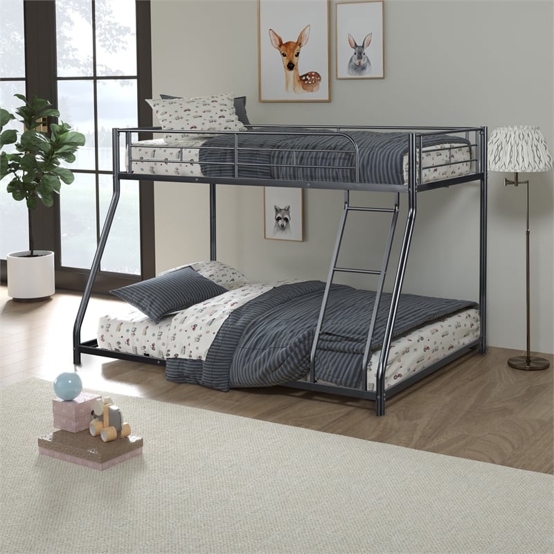 Furniture of America Huntely Metal Twin over Full Bunk Bed in Black