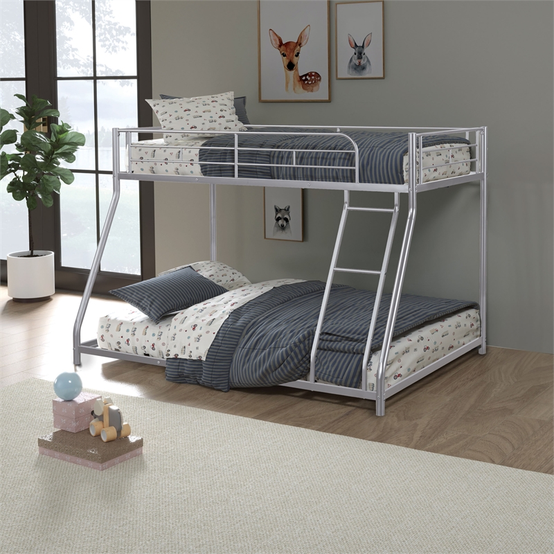 Furniture of America Huntely Metal Twin over Full Bunk Bed in Silver