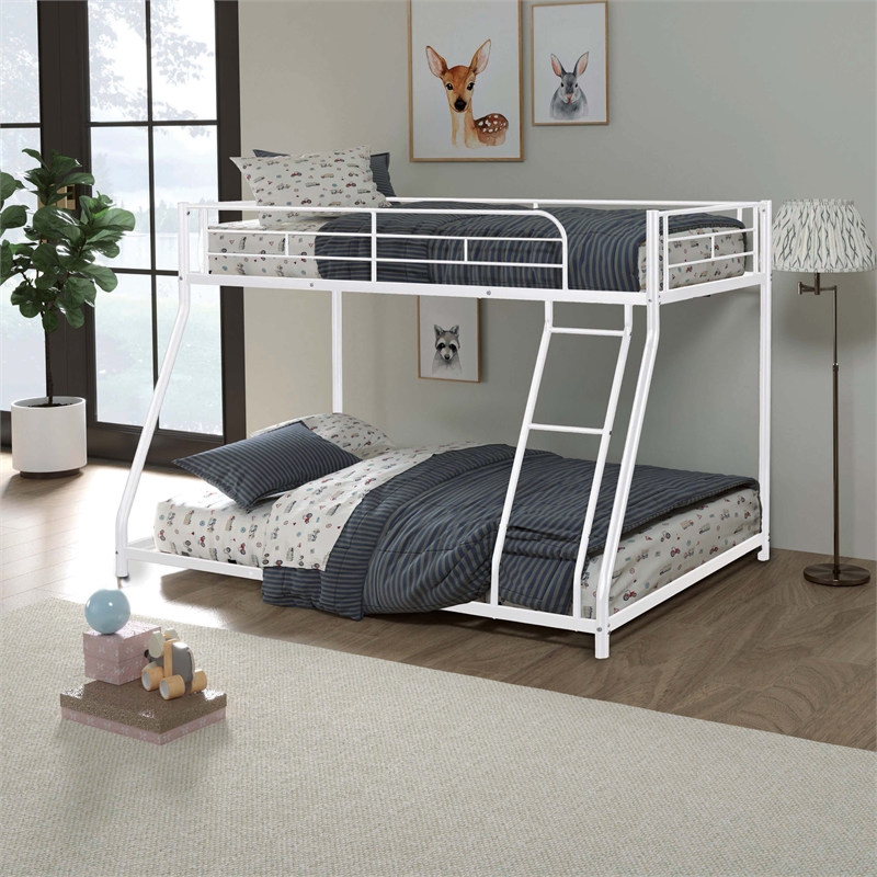 Furniture of America Huntely Metal Twin over Full Bunk Bed in White