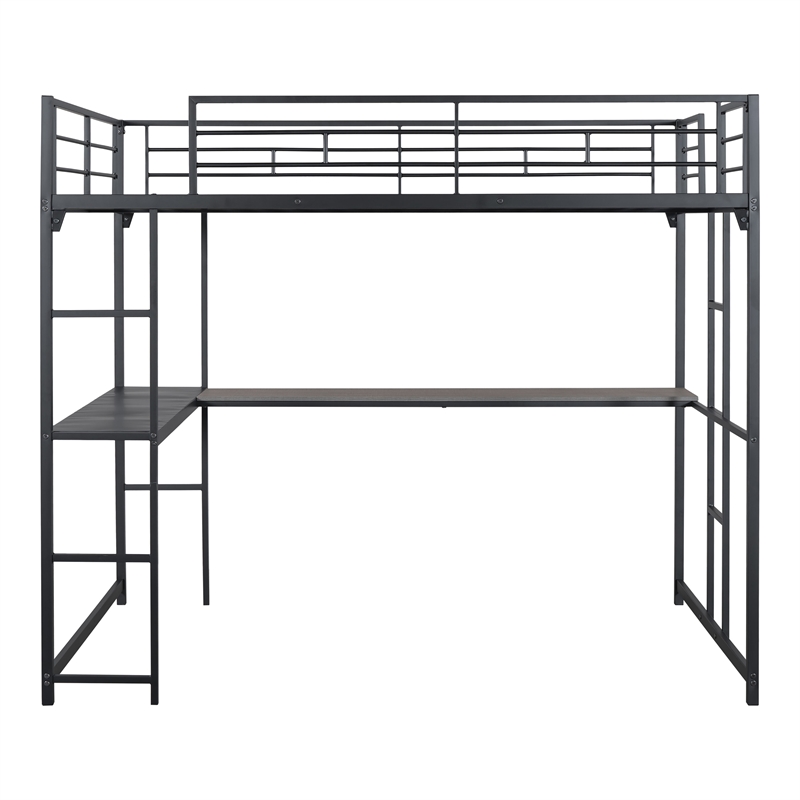 Furniture of America Jaron Metal Full Loft Bed with Attached Ladders in Black