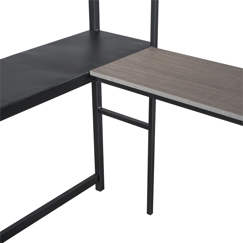 Furniture of America Jaron Metal Full Loft Bed with Attached Ladders in Black