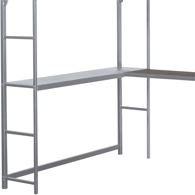 Furniture of America Jaron Metal Full Loft Bed with Attached Ladders in Silver