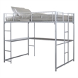 Furniture of America Jaron Metal Full Loft Bed with Attached Ladders in Silver