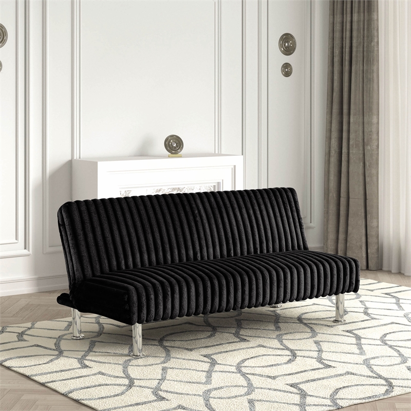 Furniture of America Girgon Upholstered Fabric Futon Sofa Bed in Black