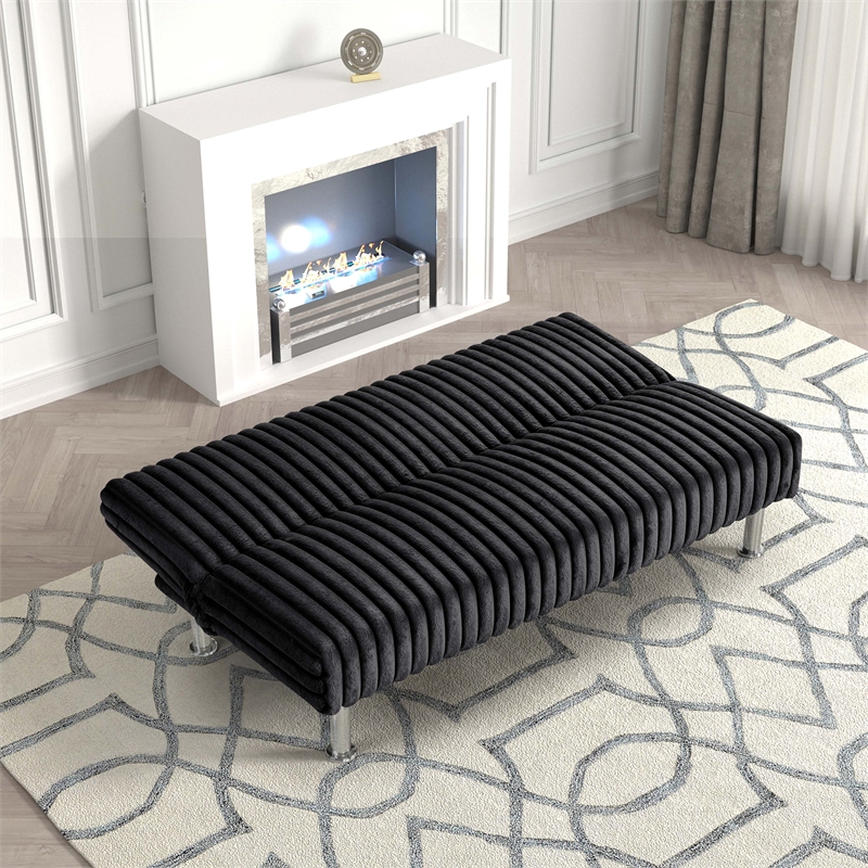 Furniture of America Girgon Upholstered Fabric Futon Sofa Bed in Black