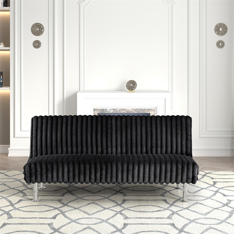 Furniture of America Girgon Upholstered Fabric Futon Sofa Bed in Black