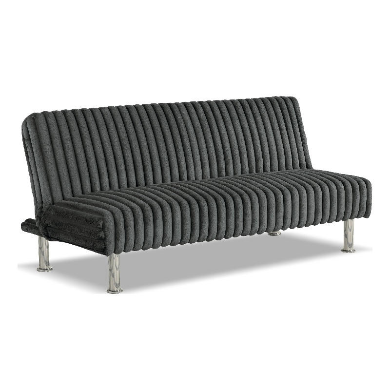 Furniture of America Girgon Upholstered Fabric Futon Sofa Bed in Charcoal