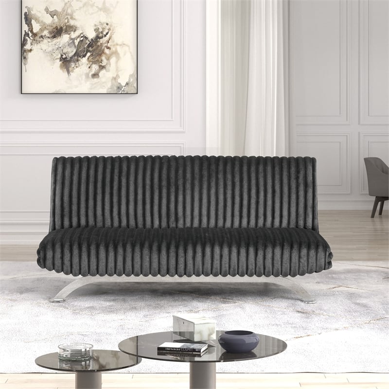 Furniture of America Sturon Upholstered Fabric Futon Sofa Bed in Charcoal