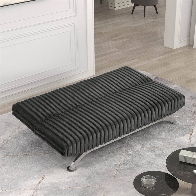 Furniture of America Sturon Upholstered Fabric Futon Sofa Bed in Charcoal