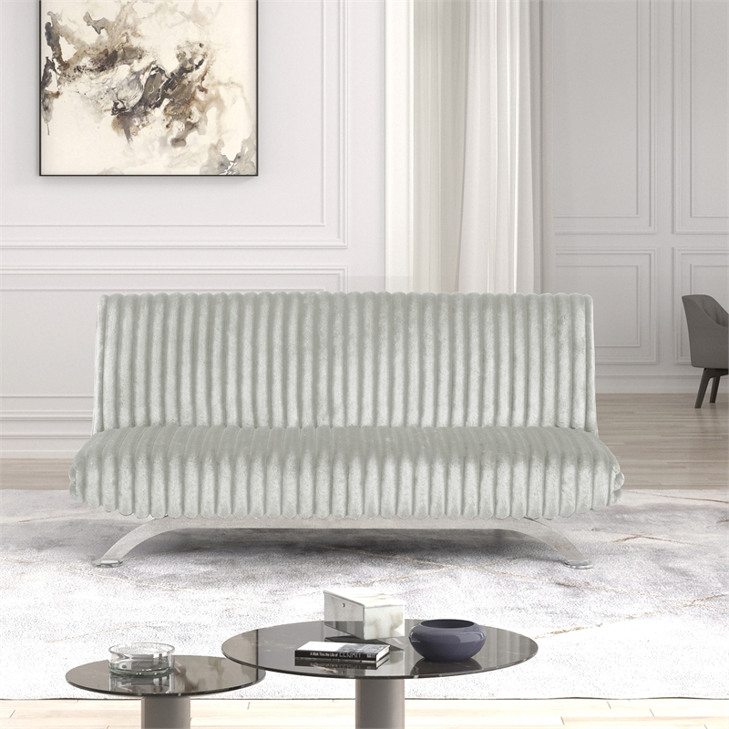 Furniture of America Sturon Upholstered Fabric Futon Sofa Bed in Light Gray