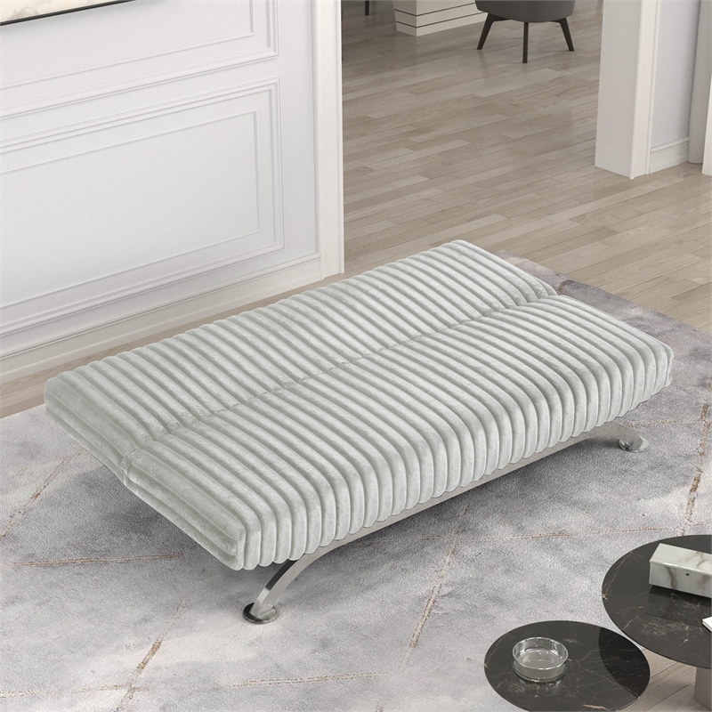 Furniture of America Sturon Upholstered Fabric Futon Sofa Bed in Light Gray