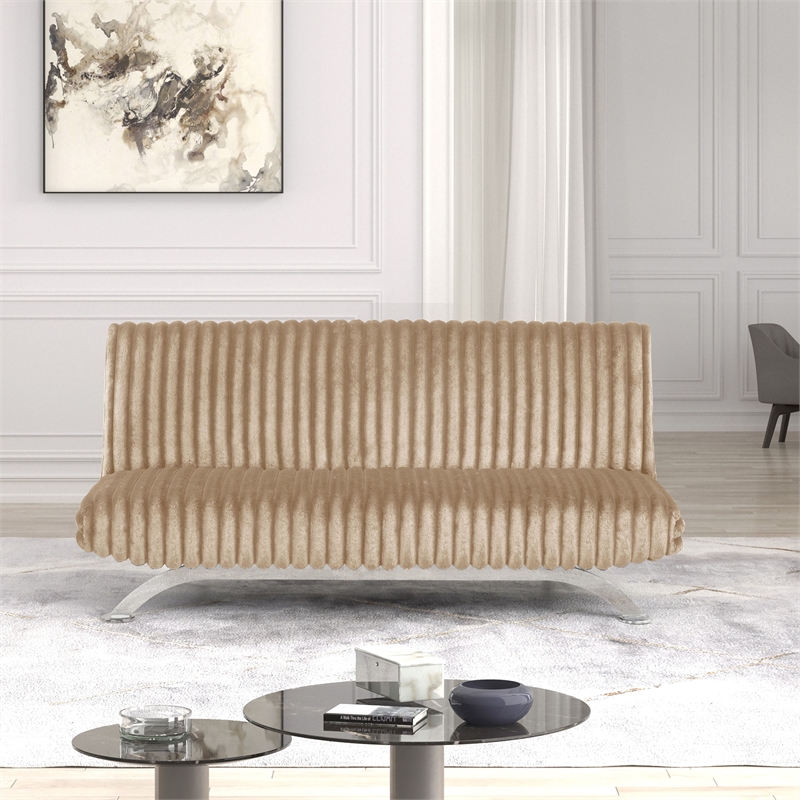 Furniture of America Sturon Upholstered Fabric Futon Sofa Bed in Taupe