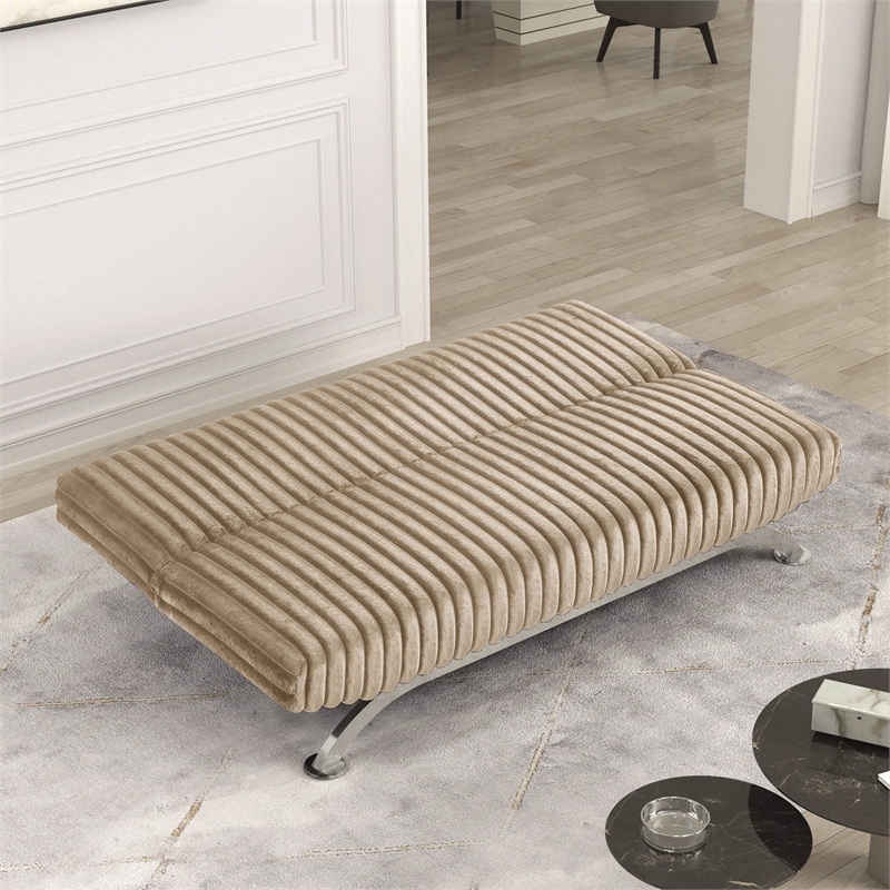 Furniture of America Sturon Upholstered Fabric Futon Sofa Bed in Taupe