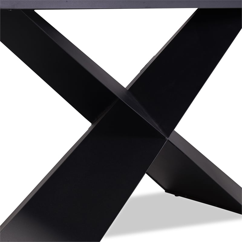 Furniture of America Escando Ceramic Top X-Shaped Dining Table in Black