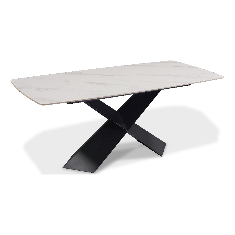 Furniture of America Escando Ceramic Top X-Shaped Dining Table in Black