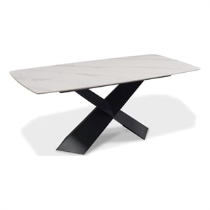Furniture of America Escando Ceramic Top X-Shaped Dining Table in Black